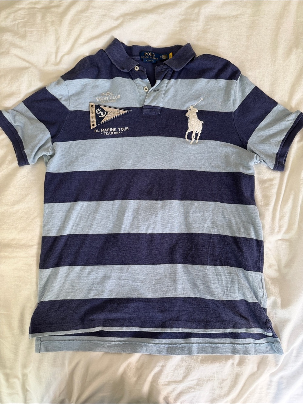Title: Polo Ralph Lauren Yacht Club Big Pony Striped Polo Sz M